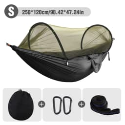 WESTTUNE Outdoor Camping Hammock with Mosquito Net Automatic Quick Opening Hanging Hammocks Fabric Hanging Sleeping Swing Bed