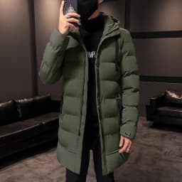 Men Mid Length Hooded Padded Parkas Men Korean Fashion Down Blend Cotton Jacket Men Thick Warm Trendy Winter Male Outer Parkas