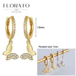 925 Sterling Silver ear needles Animal Butterfly/Elephant/Shell Pendant Hoop Earrings For Women Fashion Jewelry Accessories