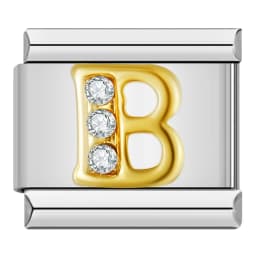 Hapiship Shiny CZ 26 Letters A-Z Italian Charms Gold Plated 9mm Stainless Steel Modular Bracelet DIY Jewelry DJ2479