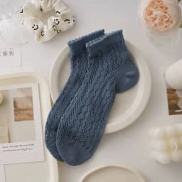 Cotton Women's Socks Frilly Ruffle Socks Spring Summer Casual Ankle Short Boat Socks Loose Knitting Solid Color Mid Tube Sock