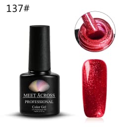 MEET ACROSS 7ml Orange Red Pink Gel Nail Polish Laser Sparkling Soak Off Semi Permanent Nail Art UV Gel Varnishes Spring Summer