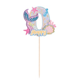 0-9 Digital Glitter Mermaid Tail Cake Topper Little Mermaid Party Cupcake Toppers Happy Birthday Cake Decor DIY Baking Supplies