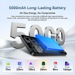 Blackview WAVE 10 Smartphone 6.88 HD+ 120Hz IPS Display Octa-Core 8GB 256GB 32Mp Camera 5000mAh 3 Card Slot Android 16 Cellphone