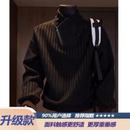 Thickened Stand Collar Sweatshirt Men's Casual Style Inner Wear Base Shirt Heavyweight Leisure Top for Autumn Winter