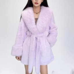 Luxury High Quality New Large Fur Collar Fur Coat Belt Slim Jacket Women Winter Warm Eco-Friendly Mink Fox Fur Coat Premium Tops