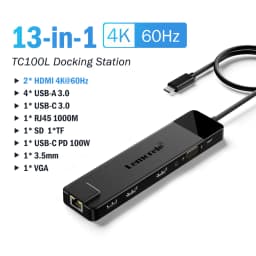 Lemorele USB-C Hub 13-in-1 Gigabit Docking Station VGA USB Type C Hub 4K30Hz HDMI-compatible USB 3.0 Adapter RJ45 PD100W