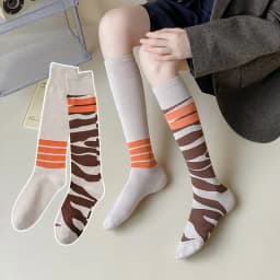Socks Women's High Tube Calf Knee-length Socks Retro Illustration Art Abstract Street Autumn and Winter Cotton Socks High Sock