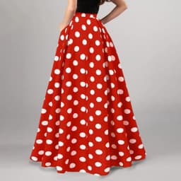 Dot Print Retro A-line Big Hem Skirt Women Maxi Skirt High Waist Side Pockets Loose Full Length Lady Prom Party Long Skirt