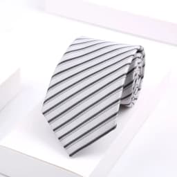 New Men's Jacquard Classic Striped 8cm Tie Gray Color Necktie For Business Wedding Party Suit Shirt Daily Wear Accessory Gift