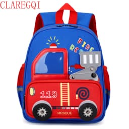 3-6 Year toddler backpack The babys shoulders preschool backpack Childrensfavorite fire truck cartoon style toddler backpack boy