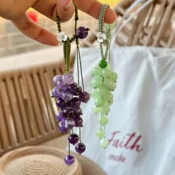 1-Pcs Handmade Grape Keychain - Summer Boho Bag Charm Small Fresh Fruit Pendant Women's Bag Decoration〔CC88〕
