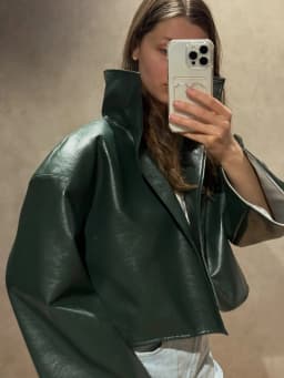 Women's Crocodile Pattern Short Leather Jacket Retro High Collar Zipper Loose Long Sleeve Jackets Lady Street Daily Wear 2026