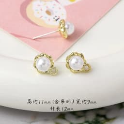 10pcs Pearl Stud Earrings Settings Handmade Roun Hollow Love Heart Earrings Connectors for DIY Jewelry Making Findings