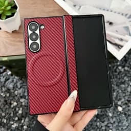 Luxury Carbon Fiber For Magsafe Hinge Case For Samsung Z Fold 8 7 6 5 4 Fold8 Ultra Wireless Charge Soft Silicone Bumper Cover