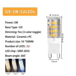 G4 / G9 Base LED Lamp Bulbs 220V 5W 7W Pendant Ceramic Light 3000K 4000K 6000K On/Off Control Tricolor Switching No Need Driver