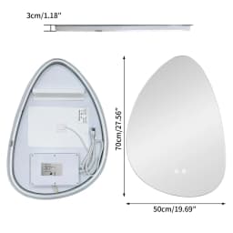 70/77CM Irregular Illuminated LED Bathroom Mirror Makeup Vanity Mirror for Wall 3 Colors Setting Anti-fog