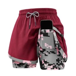 Women's 2-in-1 Gym Shorts with Pockets High Waist Quick Dry Breathable Lightweight Workout Running Swim Beach Casual Outdoor