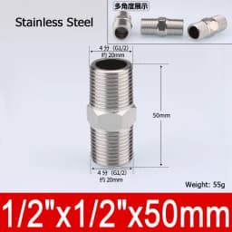 1-10pcs Nipple Connector 1/8"1/4"3/8" 1/2" 3/4"1" Stainless Steel Double Male Thread Equal/Reducing Connector Length 30-100mm