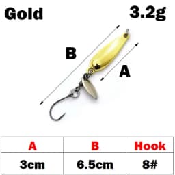 OUTKIT 1Pcs Spinner Spoon Metal Bait Micro Fishing Lure Small Sequins Copper Long Shot Baits For Bass Trout Perch Pike Rotating