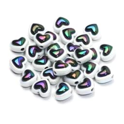 10Pcs 15x17MM Plating Double Color Acrylic Beads Heart Shape Loose Beads Charms for DIY Jewelry Making Necklace Bracelets