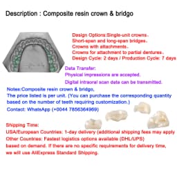 OEM Custom Dentures Fixed Restorations CAD/CAM Multilayered Zirconia IPS e.Max Veneer Post PFM Co-Cr Alloy FMC Bridge