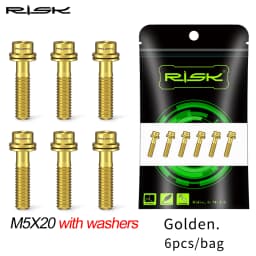 6pcs/bag RISK Bike Stem Bolts Bicycle Handlebar Fixing Screws Titanium Alloy M5x16 M5x18 M5X20 Hex Socket Head