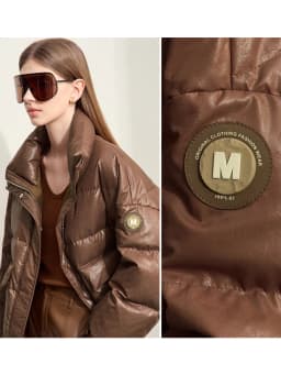 AMII Minimalist Women's Down Coat 2024 Winter Warm Thick Lapel Stand Collar Imitation Leather Duck Down Female Jacket 12444025