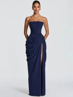 Mozision Chiffon Off-shoulder Strapless Sexy Maxi Dress Women Elegant Sleeveless Backless High Split Ruched Club Party Dress