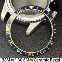 Sloping 38mm * 30.6mm Ceramic/Aluminum Bezel GMT and Diving Watch Insert Fits for 40mm Men's Watch Case Bezel Replacement Insert