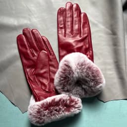 Autumn winter women's genuine leather gloves 100% real rex rabbit fur genuine sheepskin mittens black red blue pink