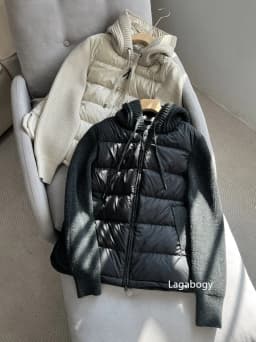 Lagabogy 2025 New Autumn Winter Knitted Patchwork White Duck Down Jacket Women Drawstring Hooded Warm Lightweight Puffer Coat