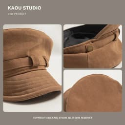 Japanese Solid Color Retro Suede Flat Top Painter Hat Autumn and Winter Men's and Women's British Casual Temperament Newsboy Cap
