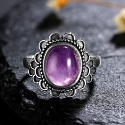 925 Silver Rings Natural Amethyst Gemstone Rings for Women Wedding Bands Anniversary Gift Fine Jewelry
