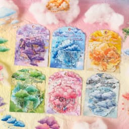 20pcs Dreamy Cloud Series Kawaii Color Cloud PET Stickers Creative Handbook DIY Scrapbooking Material Stationery Stickers