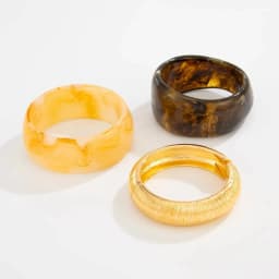 IngeSight.Z 3 Style Vintage Geometry Resin Acrylic Thick Wide Bracelets for Women Punk Geometry Round Bangles Steampunk Jewelry