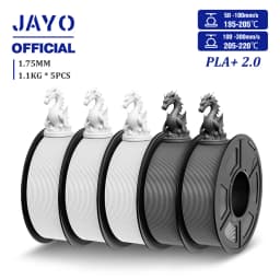 JAYO Updgrade 2.0 PLA+ 3D Filament 1.75mm PLA Plus 3D Printer Filament Neatly Wound 3D Filament PLA For FDM 3D Printer 5 Rolls