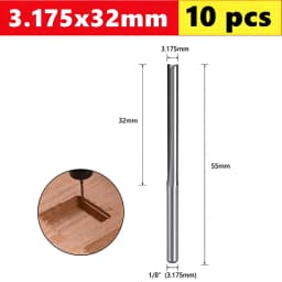 10pcs Carbide End Mill  3.175mm （1/8）Shank 2 Flute Straight Slot Milling Cutter MDF Plastic Wood Cutter CNC Machine Router Bit