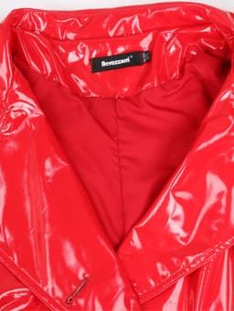 Nerazzurri Autumn Extra Long Soft Red Reflective Shiny Patent Leather Trench Coat for Women Double Breasted Maxi Korean Fashion