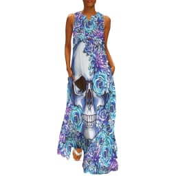 Skeleton Print Dress Spring Horror Monsters Street Style Bohemia Long Dresses Womens Night Club Maxi Dress Birthday Gift