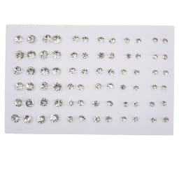 36Pair Mixed Size White Color Crystal Stud Earrings Set Women Girls Small Plastic Geometric Rhinestone Earrings Set Jewelry Gift