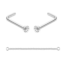 Nose Rings Chain Piercing Across Double with Chain Studs with Chain 20G Piercing Stud Nostril Jewelry for Women Men
