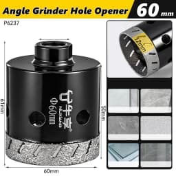 Diamond Hole Saw 20mm-60mm M10 Shank Diamond Core Drill Bit, Angle Grinder Hole Opener for Tile Granite Marble Glass Ceramic