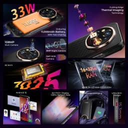 OUKITEL WP55 Ultra Rugged Phone - Thermal Imaging 5G MTK 7025,11000mAh,12+512GB,108MP 6.6" NFC Android15 Mobile