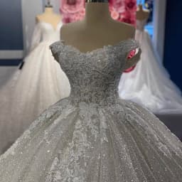 Customized V-Neck Shiny Off The Shoulder Appliques Wedding Dress 2026 Ball Gown Floor Length Sweep Train Lace Up Bridal Gown