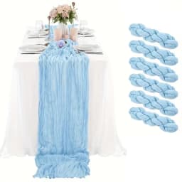 6PCS Gauze Table Runner Wedding Semi-Sheer Vintage Cheesecloth Dining Party Christmas Banquet Arches Cake Wholesale Table Decor