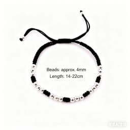 La Monada 14-22 Silver Bead Black Thread For Hand 999 Sterling Silver Bracelet Thread String Rope Bracelets For Women Silver 925