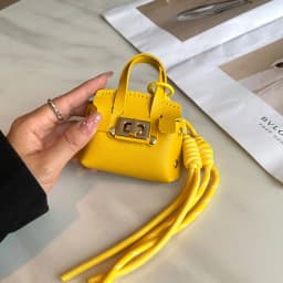 Mini Coin Purse Bag Pendant Cute Square Handbag Earphone PU Leather Creative Car Key Chain Pendant Decoration Multi-functional