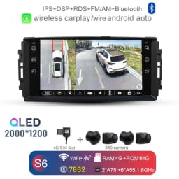 2000*1200 7" IPS Carplay Auto Android 13.0 DVD Player GPS WIFI Bluetooth Radio For Jeep Compass Commander Wrangler Chrysler 300C