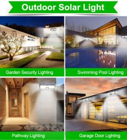 LECLSTAR Solar Outdoor Lights - 268 LED Security Lights with 4 Wide Angle, Waterproof 3 Modes Motion Sensor Lights for Outdoor